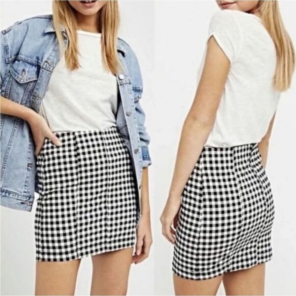 Free People Modern Femme Novelty Gingham Mini Skirt Size 12
